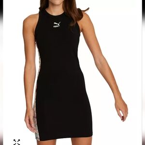 159.Puma Black Midi Dress with Patterned Sides